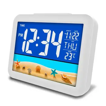 7 Jazyků Noční Budík Pro Děti, Studenty,LCD Velký Barevný Displej Home Office Zobrazení Teploty Digitální Budík