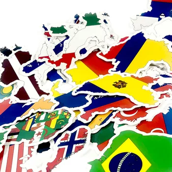 50ks Globální, Národní Vlajka, Mapa Nálepka Pro Laptop, Lednička Kufr, Skútr, Mobilní Telefon PVC Graffiti Děti, Hračky, Nálepka