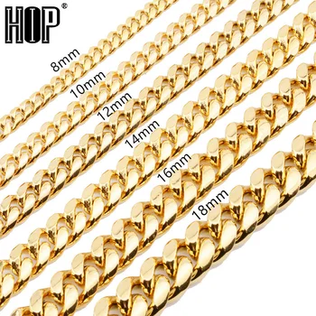 Hip Hop 6 MM-18 MM Kubánský Řetězec Náhrdelník Módní Náramek Set Gold Stříbrná Barva, Pro Muže, Ženy, Šperky