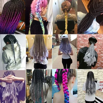 24 Palcový 105 Barva Jumbo Pletení Vlasy Světelný Předem Natažené Afro Ombre Syntetické Vlasy Cop Rozšíření Pro White Box Twist