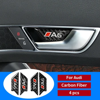 Pro Audi A6 c5 c6 Auto-styling Uhlíkových Vláken Dveře Zvládnout Auto Samolepky na Dveře, Mísy Výbava Zahrnuje Auto Interiérové Doplňky, Dekorace