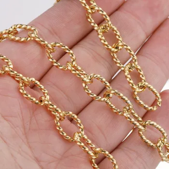 1M/10 mm z Nerezové Oceli, Twist Oválný Kabel Řetěz Těžký Kruh Texturou Robustní DIY Řetězce pro Punk Rock Šperky Dělat Zásoby