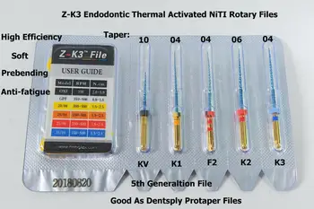Zubní Endodoncie Endo NiTi Rotační Soubory Z-K3 21/25/28/31mm Tepla Activiated