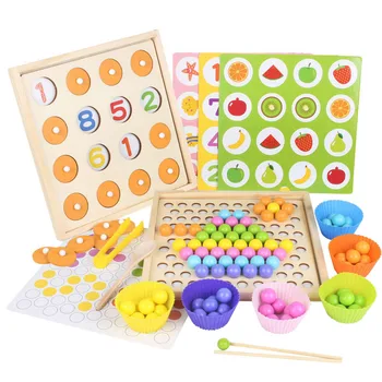 Multifunkční Dřevěný Klip Korálky Hračky Barevné Třídění Deska pro Děti, Montessori Vzdělávání Děti Ruka-Mozek Koordinace Školení