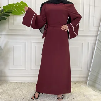 Nejnovější Muslimské Ženy Šaty Kaftan Kaftan Marocain Abaya Dubaj Dámské Ramadánu Sukně Kimono Femme Musulmane Dámy Módní Šaty