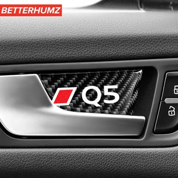 Autodoplňky Interiér Uhlíkové Vlákno Dveře Auta Rukojeť Výbava Zahrnuje Dveře Mísy Panel Samolepky, obtisky Pro Audi Q5 SQ5 Car Styling