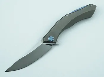 Zelené trn Flipper skládací nůž D2 oceli, slitiny titanu rukojeť venkovní táboření, přežití kuchyň ovoce nůž EDC nástroj nůž