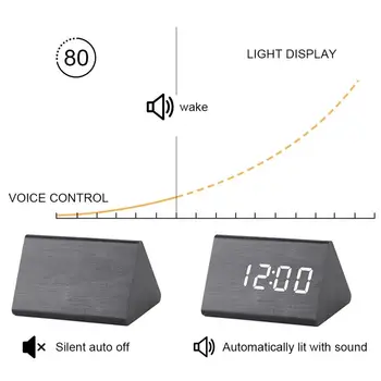 Nový Styl Ovládání Zvuku USB Dobíjecí LED Digitální Dřevěné Noctilucence Budík Domácí Ložnice Koleje Desktop Dekor