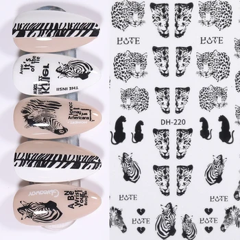 1 List 3D Nail Samolepky Dopis Leopard Nail Art Samolepky Barevné DIY Nail Art Dekorace Slider