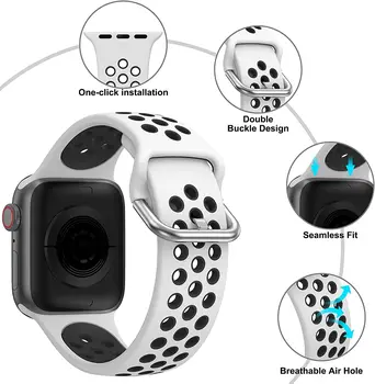 Silikonové Popruh Pro Apple Watch band 44 mm 40 mm 38 mm 42 mm 44 mm měkké Prodyšné watchband náramek iWatch serie 3 4 5 6 se kapela