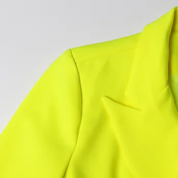 2021 nové módní jarní visící pocit Neon žlutá volné single breasted turn down límec dlouhý rukáv ženy oblek kabát holka