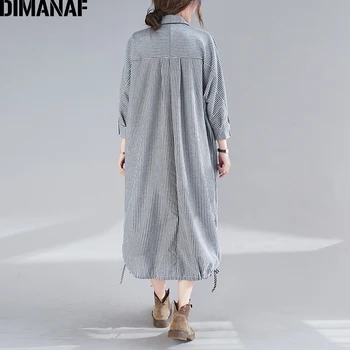 DIMANAF 2021 Oversize Ženy Letní Tričko, Šaty Sundrerss Pruhované Office Lady Vestidos Volné Šaty Nadrozměrných Svetr Oblečení