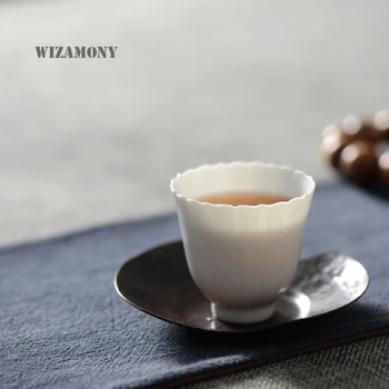 3KS WIZAMONY Bílé Keramické Sklenice pro puer čaj Oolong Čínský Porcelán Čistě Ruční Jingdezhen Teaset Čaj, Pohár, Mísa