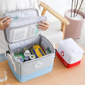 Lékařská Taška lékárničce Domů Skladování Multifunkční Vrstvené Medicíny Box Tkaniny Domácí Cestovní lékárnička pro Domácí