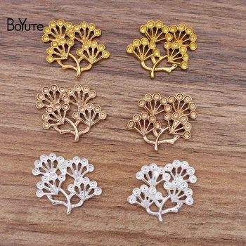 BoYuTe (50 Ks/Lot) 25*25MM Pine Tree Leaf Větev Kovové Slitiny DIY Ručně vyráběné Šperky, Doplňky