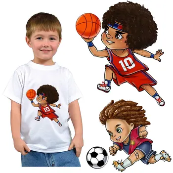 Módní Záplaty Žehlička Na Záplaty Stripe Sportovní Odznaky, Samolepky Oblečení Pro Chlapce Tričko Sport, Fotbal a Basketbal Hráč Nášivka