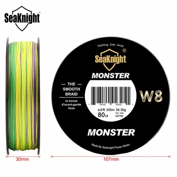SeaKnight Monster W8 Multi-Barevný 8 Prameny PE vlasec 300M Hladké Pletené Řádky lov Kaprů 15 20 30 40 50 80 100LB