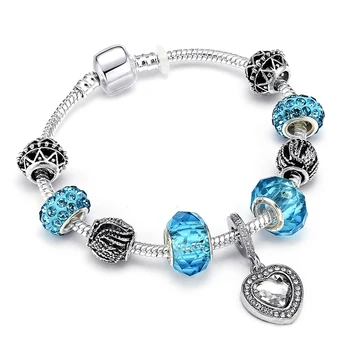 Luxusní Srdce Přívěsek Náramek Unikátní Stříbrná Barva Crystal Náramek Pro Ženy DIY Zbrusu Náramky & Náramky Šperky