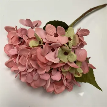 Jedna Hedvábí Hortenzie Květu Stonku Simulace Podzimní Barvy Hortenzie Svatební Domova Dekorační Umělé Květiny