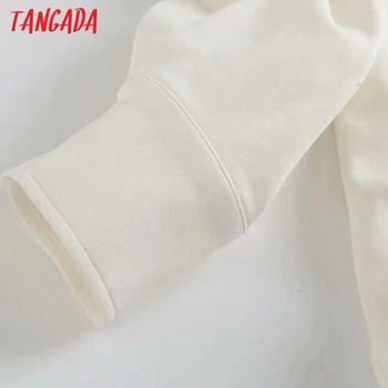 Tangada Ženy Vysoce Kvalitní Bílá Jarní Bavlněné Kabáty Bunda Volné Dlouhé Rukávy 2021 Dámy Elegantní Kabát 4C53
