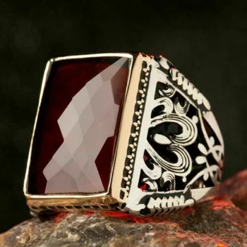 925 sterling silver turecké ručně vyráběné šperky ruby stone pánské prsten velikost
