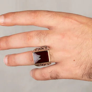 925 sterling silver turecké ručně vyráběné šperky ruby stone pánské prsten velikost