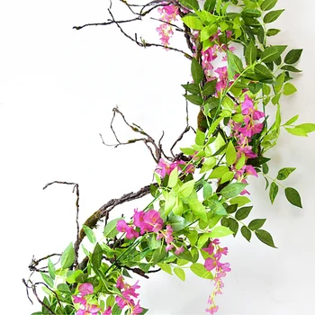 180cm Falešné Ivy Wisteria Květiny Umělé Rostliny Révy vinné Věnec na Pokoji Zahradní Dekorace Svatební Oblouk Miminko Květinový Dekor