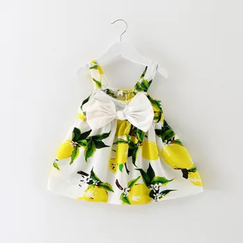 Letní Bavlněné dětské dívky šaty roztomilý Květinové styl oblečení pro děti 0-3 rok