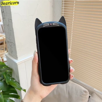 Pop Vrtět Hračky Tlačit Bublina Silikonové Fazole Pouzdro Pro iPhone 6 6s 7 8 Plus X XR XS 11 12 Pro Max SE 3D Kreslená Kočka Kitty Kryt