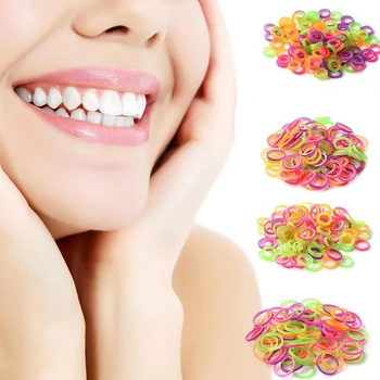 100ks Smíšené Barvy Zubní Ortodontické gumičky Latex Rovnátka Trakce Prsten Ústní Vazby Zubař Nástroje