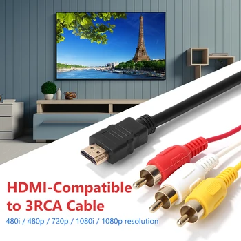Mini HDTV Full HDTV Adaptér Převodník HDMI-Kompatibilní Samec na 3 RCA Samec Audio Video AV Adapter Converter Kabel 1080P