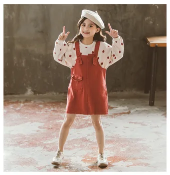 Holky, Oblečení, Móda Polka Dot Top + Podvazky Sukně Sady Pád Dívky Oblečení Korejské Děti Boutique Oblečení Sady 2021 Nové Podzimní
