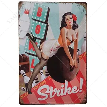 Retro Dívka Spz Pin Up Plakát Vintage Plechové Znamení Garáže Zeď Dekorace Baru, Hospodě, Klubu, Domácí Výzdoba, Dekorativní