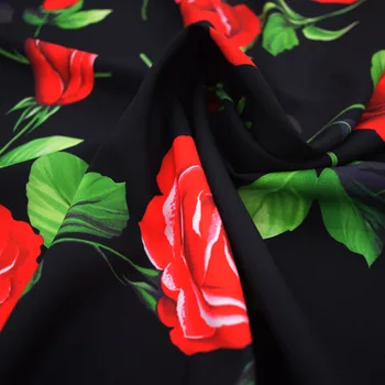 Červená růže digitální obraz roztáhnout habijabi textilie pro saténu, šaty, sukně tkáních africké bazin riche vestidos telas tissus tela