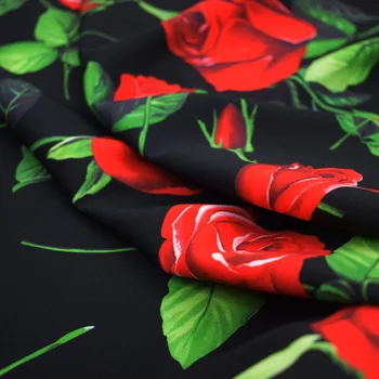 Červená růže digitální obraz roztáhnout habijabi textilie pro saténu, šaty, sukně tkáních africké bazin riche vestidos telas tissus tela