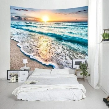 Modré Moře Gobelín Klasický Gobelín Krajina Sunset Beach Vzor Beach Ocean Wave Domova Gobelín 95X73cm/150X100cm