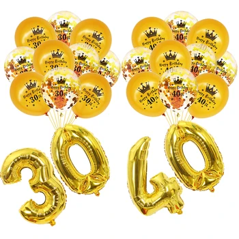 Gold Happy Birthday Balónek Konfety Vzduchu Balóny 30. Narozeniny Balón Dekor 30 40 50 60 Let, Dospělý, Narozeniny Strany dodavatele omáček-není snadný