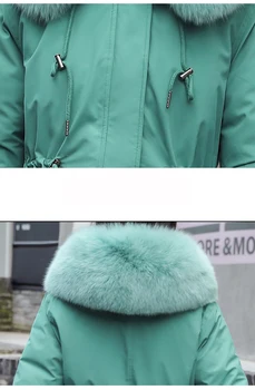 Zimní Bunda Ženy Plus Size S-3XL Bavlna Kožešiny s Kapucí Puffer Bunda Ženské Blue Lady Bunda Kabáty Dámské Bunda Svrchní Oblečení