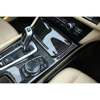 Auto ABS Černé Dřevo Zrno Středové Konzole Řadící Panel Kryt Střihu pro -BMW Řady 5 F10 2011-17 520Li 525Li 530Li