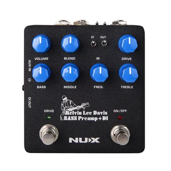 NUX Bass Preamp DI 2 v 1 Kytara Pedál 3-band EQ Frekvence Reproduktor Kabinetu Simulace Efektu Snížení Hluku na Kytaru Příslušenství