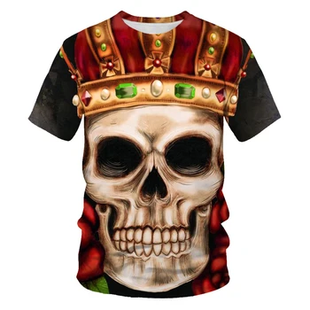Horor Lebka Mužů 3D Tištěné T-košile Letní Prodyšný Módní Pohodlný Top Urban Hip Hop Osobnosti Krátký Rukáv 2021
