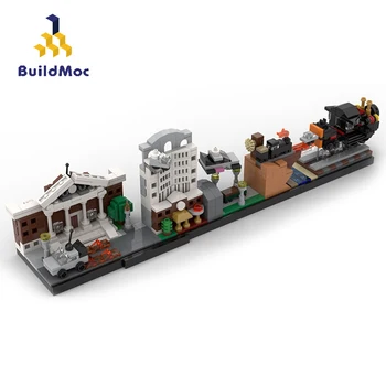 BuildMoc Města Zpátky Do Budoucnosti Panorama Architektury Stavební Bloky, PF City Street View House Model Cihly Hračky Pro Děti