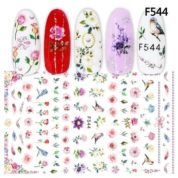 1 List Krásné Sakura Třešňové Květy Květina Motýl Vzory Lepidlo Nail Art Samolepky Dekorace DIY Tipy