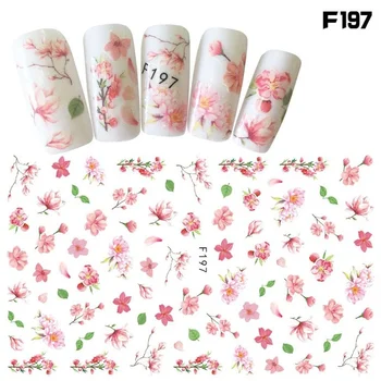 1 List Krásné Sakura Třešňové Květy Květina Motýl Vzory Lepidlo Nail Art Samolepky Dekorace DIY Tipy