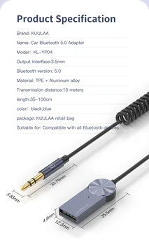 KUULAA Bluetooth 5.0 Přijímač Pro Bezdrátový USB Adaptér 3,5 mm 3,5 Jack Aux Audio Hudební Vysílač Auto Bluetooth Adaptér 5.0