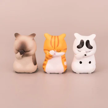 Kreslený Socha Mini Simulace Cat Miniatury Zvířecí Model Bonsai Figurka Home Decor Hračka Pet Doll Roztomilé Ozdoby Víla Zahrada
