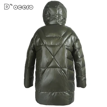 D'OCERO 2021 Nové Zimní Bunda Ženy Ležérní Volné Kabát Kontrastní Barvy Teplé Bundy Tlusté Prošívané 6XL Long Simplee Oblečení