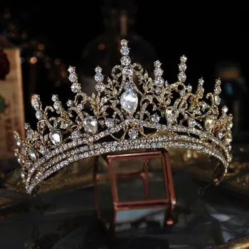 Svatební Čelenky Královna Korun Barokní Čelenka Crystal Diadém Krásy Pro Ženy Drahokamu Strana Šperky Svatební Vlasy Příslušenství