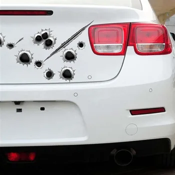 1KS Auto Styling 3D Falešné Bullet Hole Výstřely Legrační Auto, Helmu Samolepky, Obtisky Znak Tvůrčí personalizované Samolepky