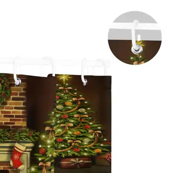 Veselé Vánoce Sprchové Závěsy Krbem a Vánoční Strom Scenérie Nepromokavé Polyesterové Tkaniny, Koupelna Opona Pro vnitřní Výzdobu